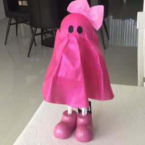 Pink Ghost Decor with Bow